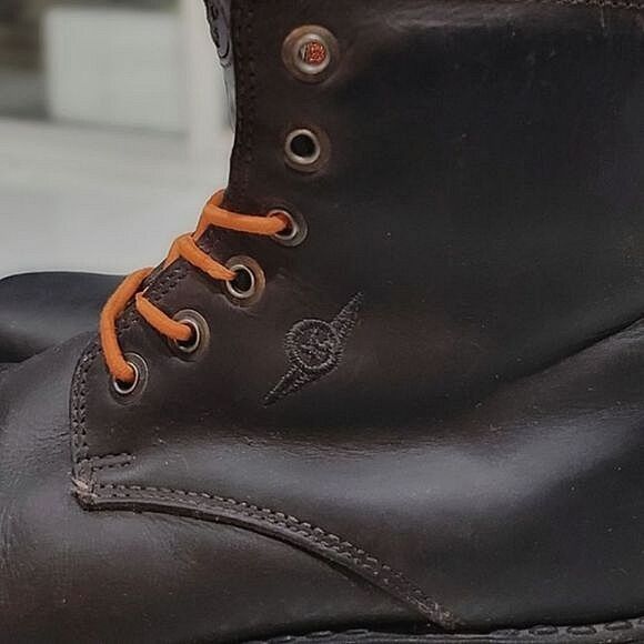 Vtg 90s Yellow Cab dark brown leather platform combat boots - Picture 9 of 15